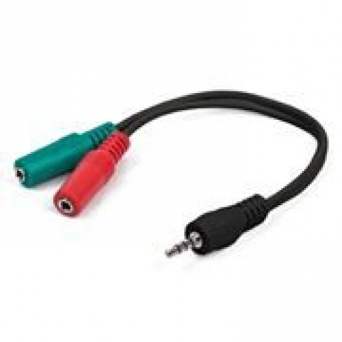 Адаптер аудио для гарнитуры 3.5 4pin plug -> 2x3.5 jack, 0.2 м, черный, Cablexpert (CCA-417)