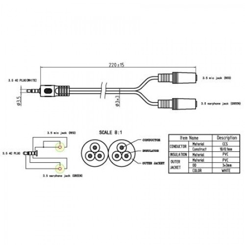Адаптер аудио для гарнитуры 3.5 4pin plug -> 2x3.5 jack, 0.2 м, черный, Cablexpert (CCA-417)