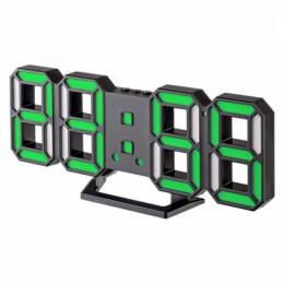 Часы будильник Perfeo LUMINOUS 2", черный корпус/зеленая LED подсветка (PF_B4926)"