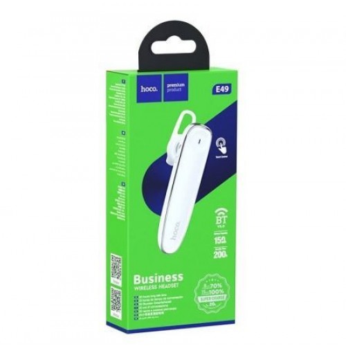 Гарнитура Bluetooth Hoco E49 Young Business, вставная, моно, белая