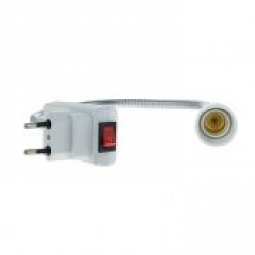 Переходник вилка-патрон Е14, гибкий 300 мм, с выключателем, белый, Smartbuy (SBL-NL-001)