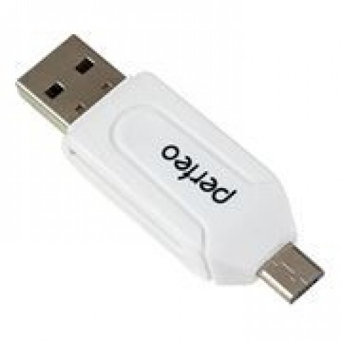 Карт-ридер внешний OTG micro USB/USB Perfeo PF-VI-O004, белый (PF_4252)