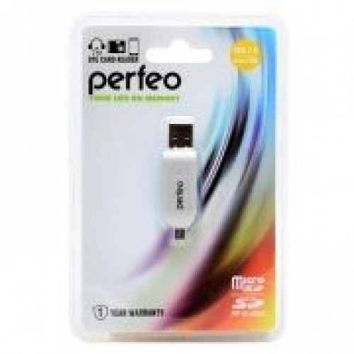 Карт-ридер внешний OTG micro USB/USB Perfeo PF-VI-O004, белый (PF_4252)