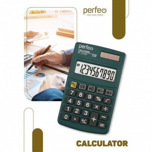Калькулятор карманный Perfeo PF_C3703, 8-разрядный, зеленый