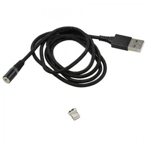 Кабель USB 2.0 Am=>Apple 8 pin Lightning, 1 м, магнит., черный, пакет, Smartbuy (iK-510mt-2)