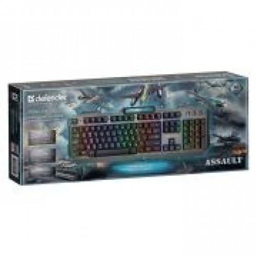 Клавиатура игровая Defender Assault GK-350L с подсветкой, серебристая, USB (45350)