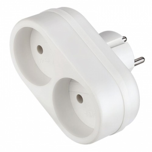 Переходник двойник Perfeo RU POWER 2Т, без заземления, белый, 220В 6А (PF_C3352)