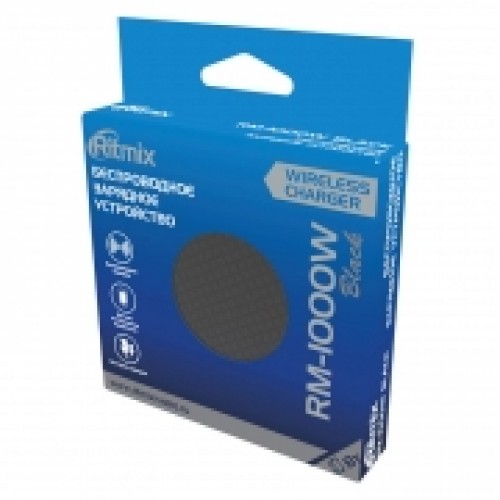 Беспроводное зарядное устройство Qi, 10W, черное, Ritmix RM-1000W
