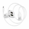 Зарядное автомобильное устройство Borofone BZ12, 2.4A 2xUSB+ кабель Type C, белое