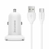 Зарядное автомобильное устройство Borofone BZ12, 2.4A 2xUSB+ кабель Type C, белое