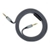 Кабель аудио 3.5 4-pin plug -> 3.5 3-pin plug, 1 м, микрофон, пульт, серый, Hoco UPA04 Tarnish