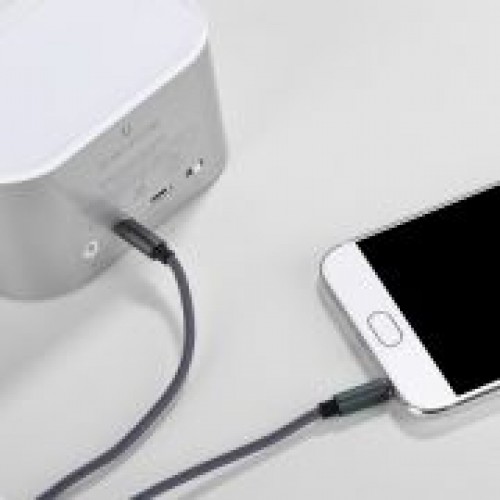 Кабель аудио 3.5 4-pin plug -> 3.5 3-pin plug, 1 м, микрофон, пульт, серый, Hoco UPA04 Tarnish