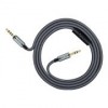 Кабель аудио 3.5 4-pin plug -> 3.5 3-pin plug, 1 м, микрофон, пульт, серый, Hoco UPA04 Tarnish