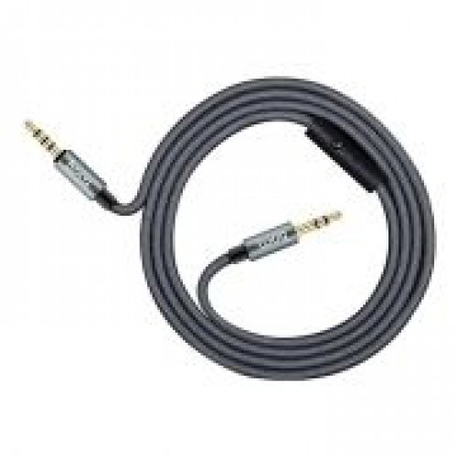 Кабель аудио 3.5 4-pin plug -> 3.5 3-pin plug, 1 м, микрофон, пульт, серый, Hoco UPA04 Tarnish