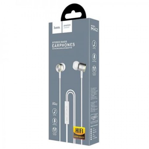 Гарнитура Hoco M42 Ice Rhyme Silver, вставная