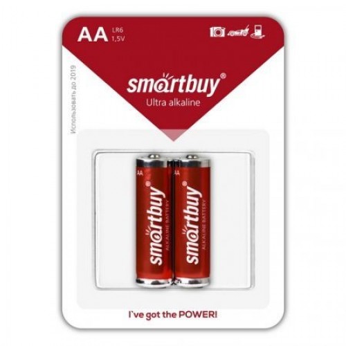 Батарейка AA Smartbuy LR6/2B Ultra Alkaline, 2шт, блистер (SBBA-2A02B)