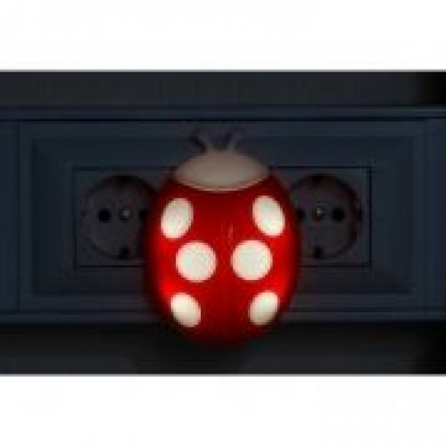 Светильник-ночник Божья коровка" с датчиком света, светодиодный, 0.5Вт, 220В, Эра (NN-601-LS-R)"