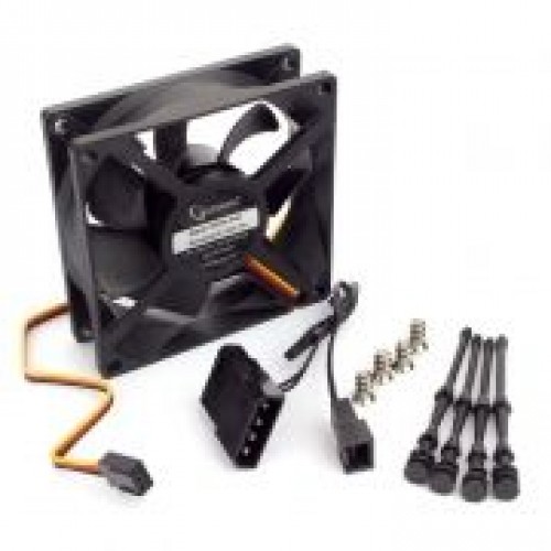 Вентилятор 80 x 80 x 25, 3 pin/4 pin Molex, 12V, гидрод., тихий, кабель 30 см, Gembird (S8025H-3P4M)