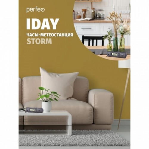 Метеостанция Perfeo PF-DS-1 Iday с часами, черная (PF_C3667)