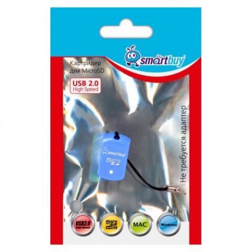 Карт-ридер внешний USB Smartbuy SBR-706-B Blue, microSD/microSDHC