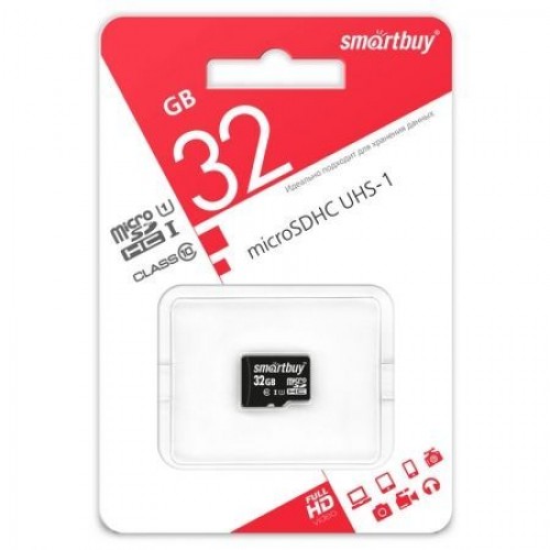 Карта памяти Micro SDHC 32Gb Smartbuy Class 10 UHS-I без адаптера (SB32GBSDCL10-00)