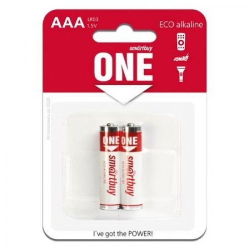 Батарейка AAA Smartbuy ONE LR03/2B Eco Alkaline, 2 шт, блистер (SOBA-3A02B-Eco)