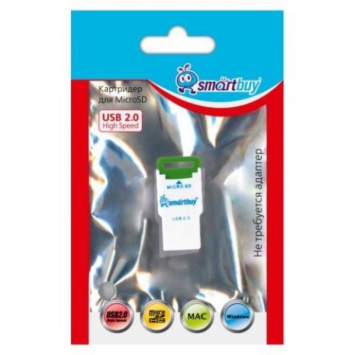 Карт-ридер внешний USB Smartbuy SBR-707-G Green, microSD