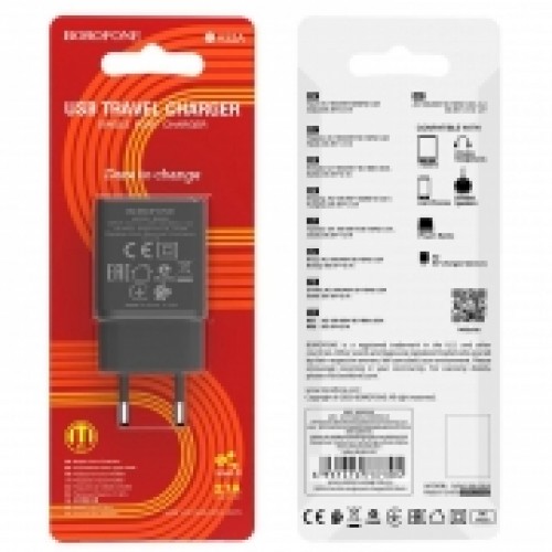 Зарядное устройство Borofone BA52A, 2.1А USB, чёрное
