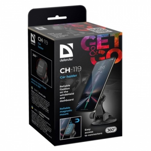 Держатель автомобильный на присоске для моб. устройств, магнитный, Defender CH-119 (29119)