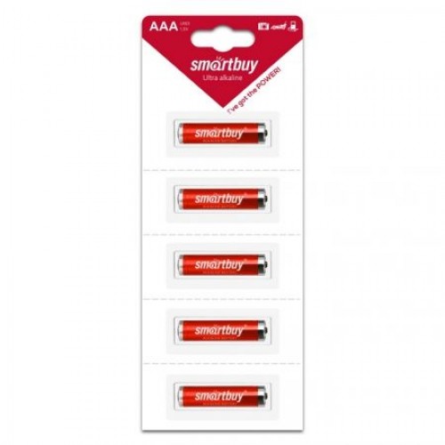 Батарейка AAA Smartbuy LR03/5B Ultra Alkaline, 5 шт, в отрывном блистере (SBBA-3A05B)