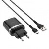 Зарядное устройство Hoco C12Q QC3.0 3А USB + кабель Type C, чёрное