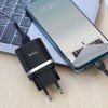 Зарядное устройство Hoco C12Q QC3.0 3А USB + кабель Type C, чёрное