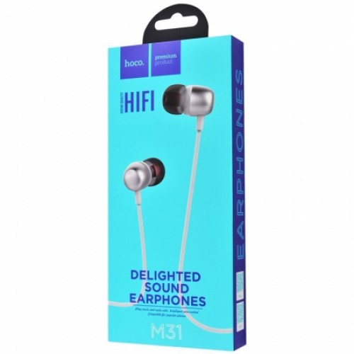 Гарнитура Hoco M31 Delighted Sound Metal Silver, вставная