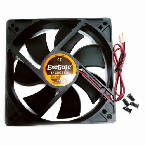 Вентилятор 120 x 120 x 25, 2 pin, 12V, 1600 об/мин, втулка, кабель 40 см, ExeGate (EP12025S2P)