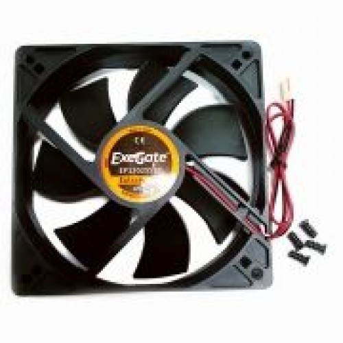 Вентилятор 120 x 120 x 25, 2 pin, 12V, 1600 об/мин, втулка, кабель 40 см, ExeGate (EP12025S2P)