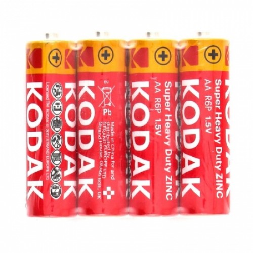 Батарейка AA Kodak Super Heavy Duty R6 солевая, 4 шт, в термопленке (KAAHZ-S4)