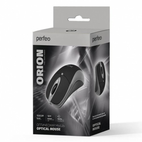 Мышь Perfeo Orion, чёрно-серая, USB (PF_A4793)
