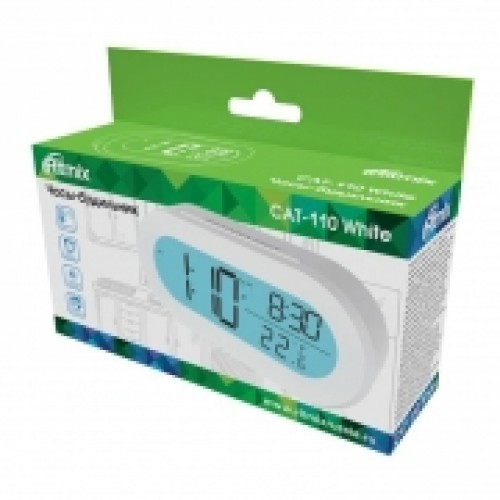 Часы будильник Ritmix CAT-110, температура, дата, подсветка, белые