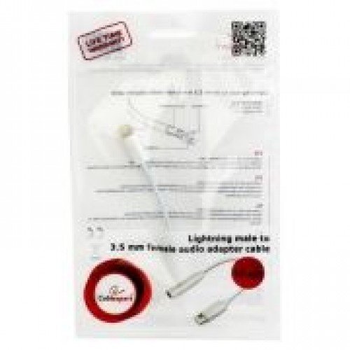 Адаптер Lightning (m) - Jack 3.5 (F), 0.15 см, белый, Cablexpert (CCA-LM3.5F-01-W)