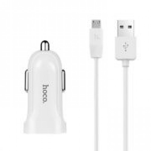 Зарядное автомобильное устройство Hoco Z2 1.5A USB + кабель microUSB, белое
