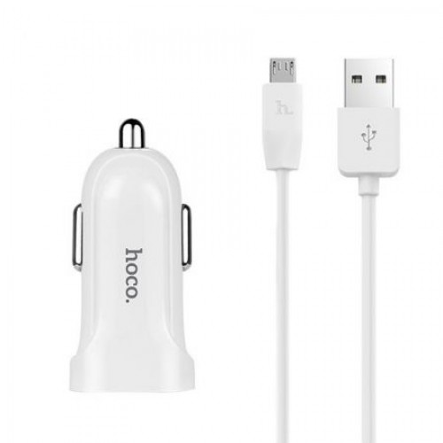 Зарядное автомобильное устройство Hoco Z2 1.5A USB + кабель microUSB, белое