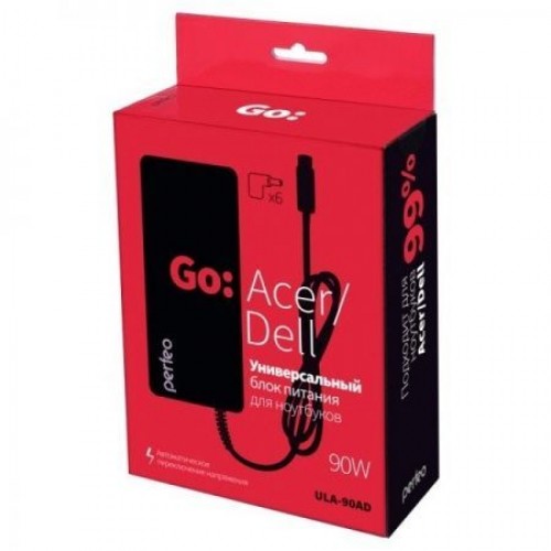 Адаптер питания для ноутбука ACER/DELL, 90Вт 19/19.5В, 6 штекеров, Perfeo ULA-90AD (PF_A4643)