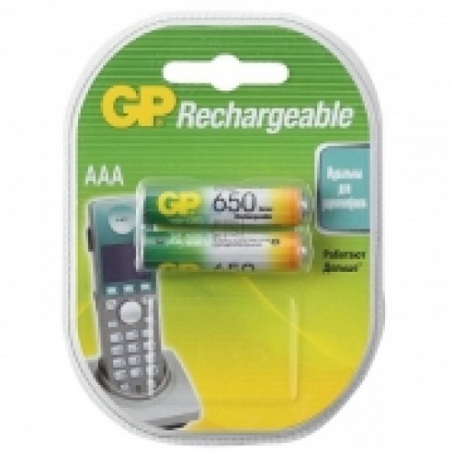 Аккумулятор AAA GP HR03-2BL 650мА/ч Ni-Mh, 2шт, блистер (65AAAHC-BL2)