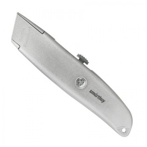 Нож строительный 18 мм, алюминиевый корпус, трапециевидное лезвие, Smartbuy (SBT-KNT-18P1)