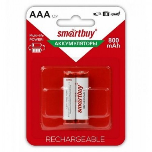 Аккумулятор AAA Smartbuy HR03-2BL 800мА/ч Ni-Mh, 2шт, блистер (SBBR-3A02BL800)