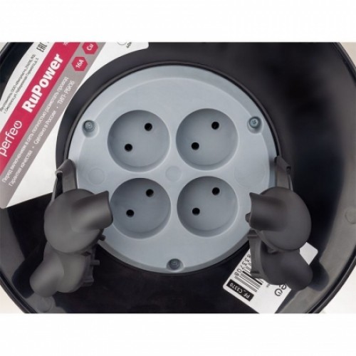 Удлинитель сетевой на катушке Perfeo РБК16, 220В 16A, 40 м, 4 розетки, без заземления (PF_C3372)