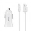 Зарядное автомобильное устройство Hoco Z2 1.5A USB + кабель Lightning, белое