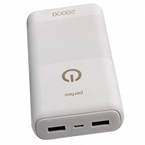 Зарядное устройство Perfeo Powerbank, 20000 мА/ч, 2.1A 2xUSB, белое (PF_B4299)