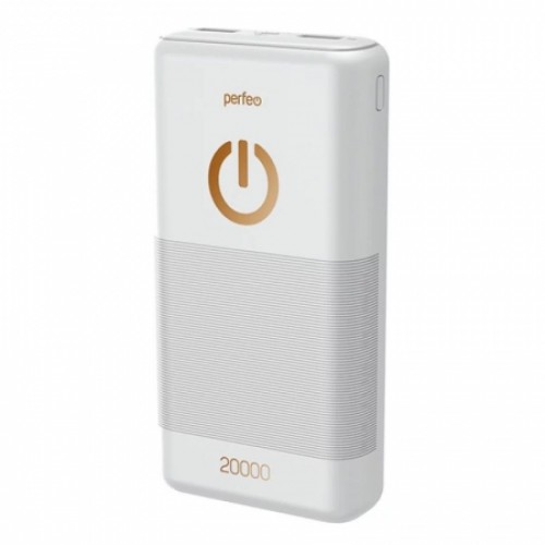 Зарядное устройство Perfeo Powerbank, 20000 мА/ч, 2.1A 2xUSB, белое (PF_B4299)
