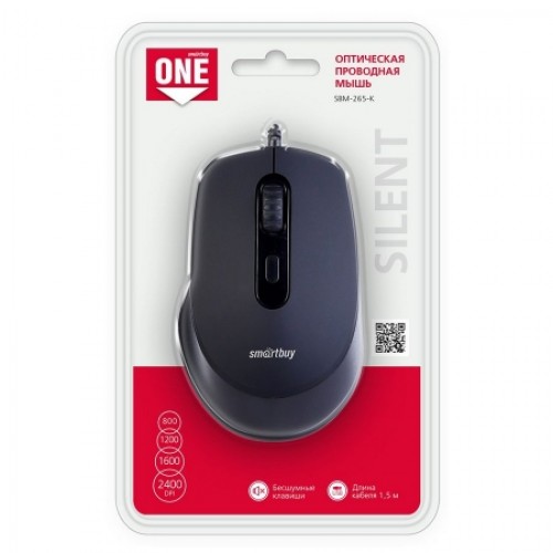 Мышь Smartbuy ONE 265 Black USB с бесшумными кнопками (SBM-265-K)